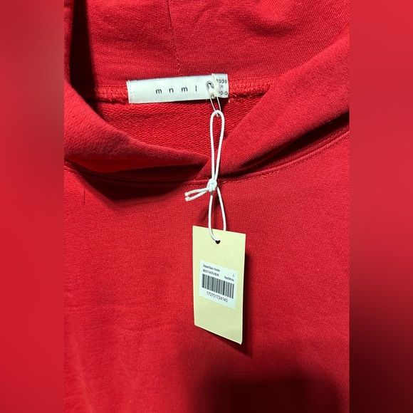 NWT Mens Striped Basic Red Hoodie Sweater White Stripes Pulllver L shirt - Picture 2 of 4